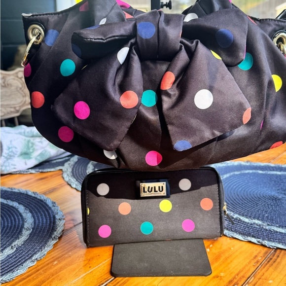 Lulu Guinness Black Polka Dot Bag Set - Picture 6 of 10